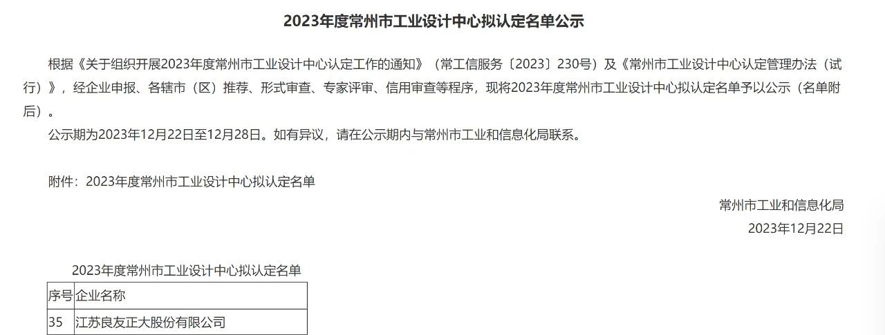 喜讯 | 宝马740线上线娱乐app股份荣获2023年度“常州市工业设计中心”认定(图1)